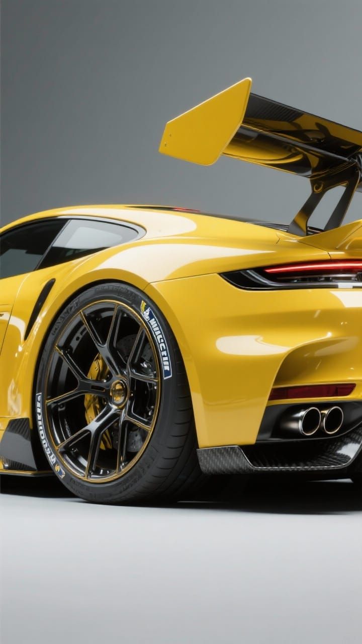 Yellow Porsche: Hyperrealistic Automotive Masterpiece