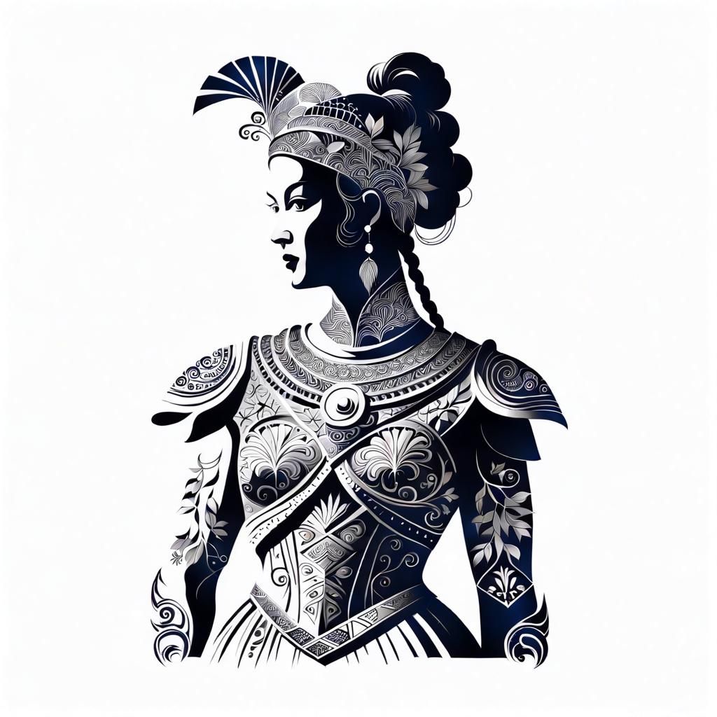 Victorian Silhouette of Amazon Warrior Woman