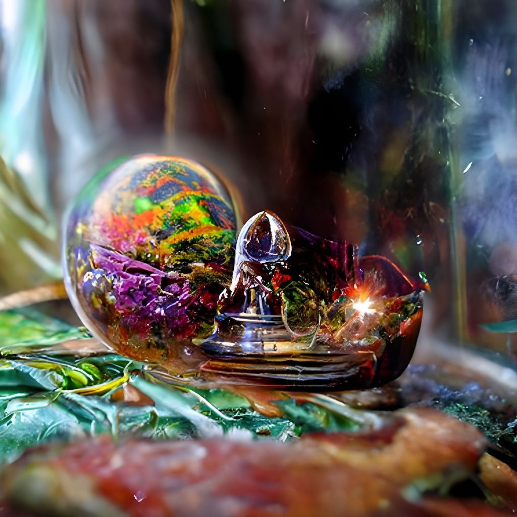 Astral Cosmic Illustration Inside Crystal Ball as Mixed Medi...
