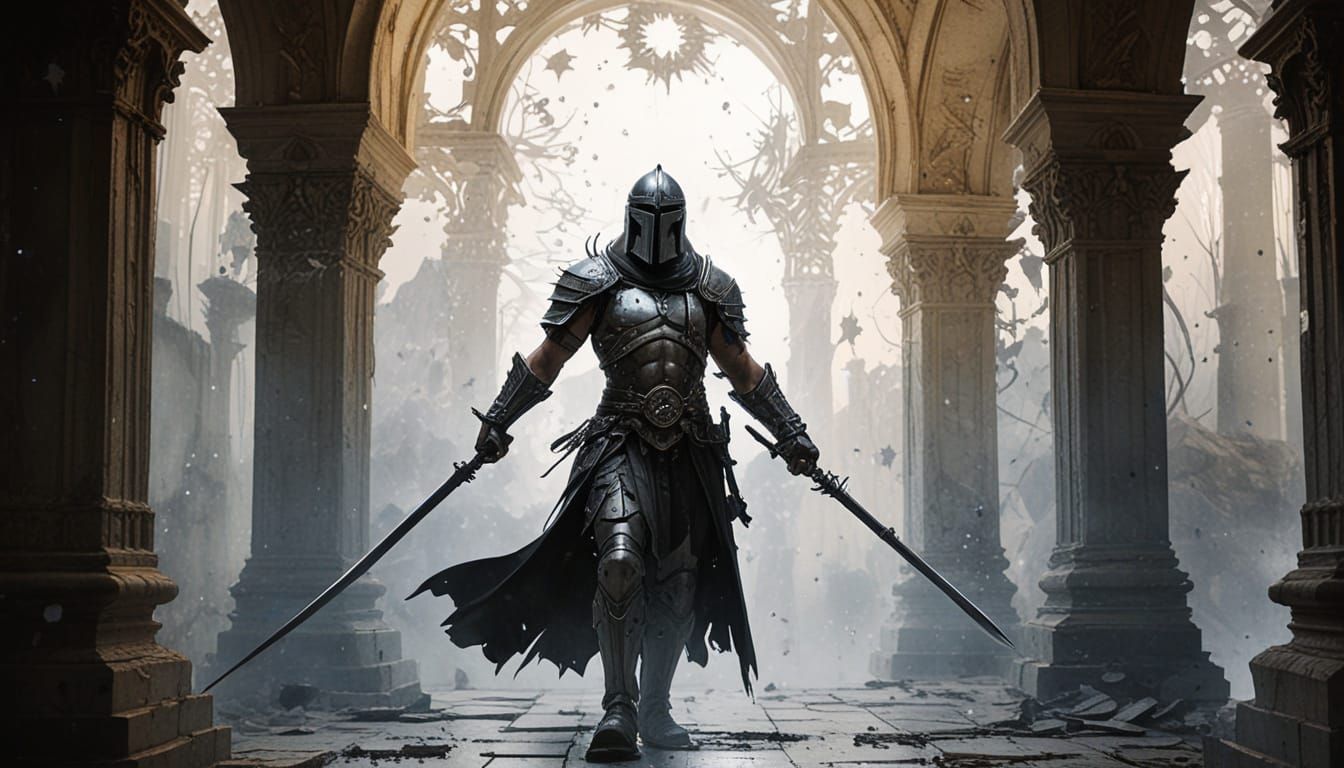 Enormous Spartan in Decaying Temple, Magical Realism