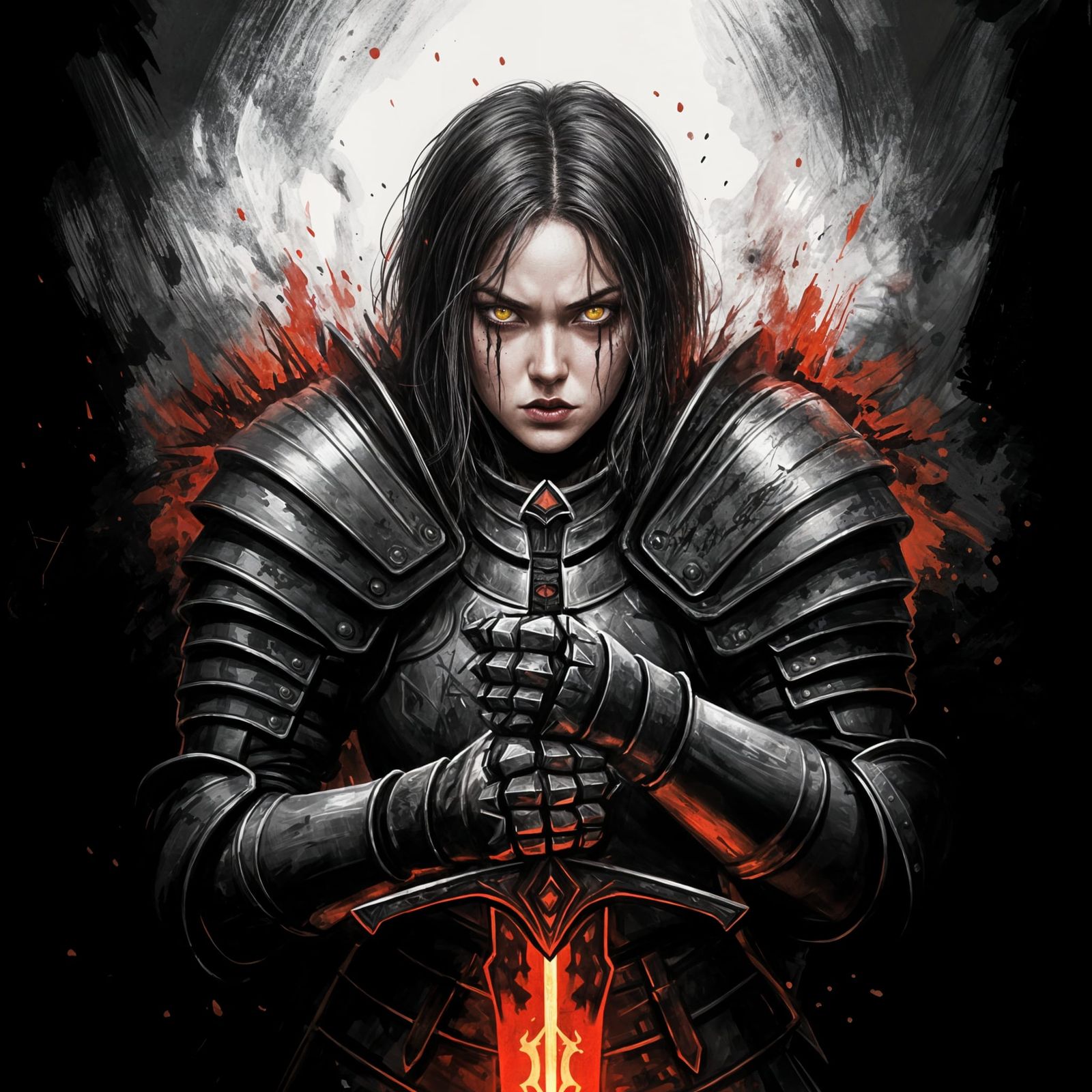 Dark Fantasy Female Knight in Plate Armor