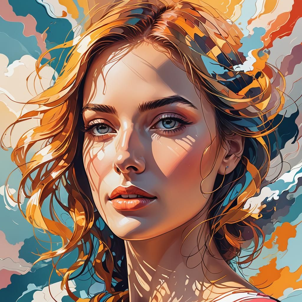 Abstract Woman's Face in Surreal Digital Art