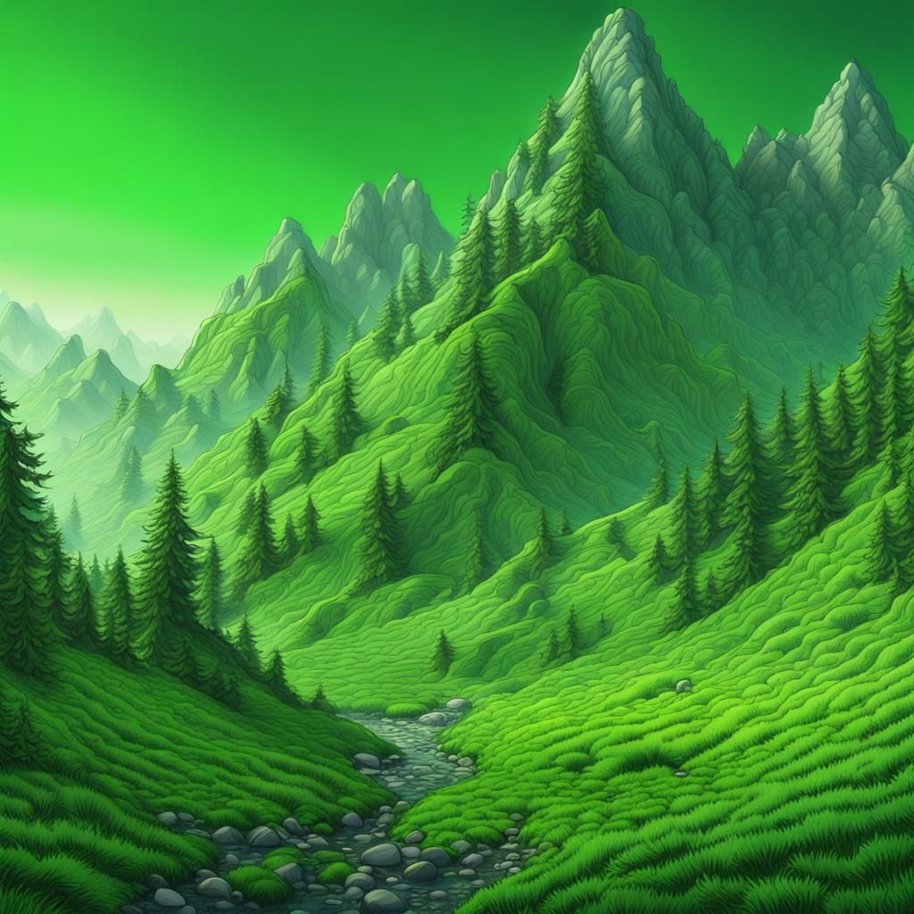 Detailed Green Mountains in Ultra HD