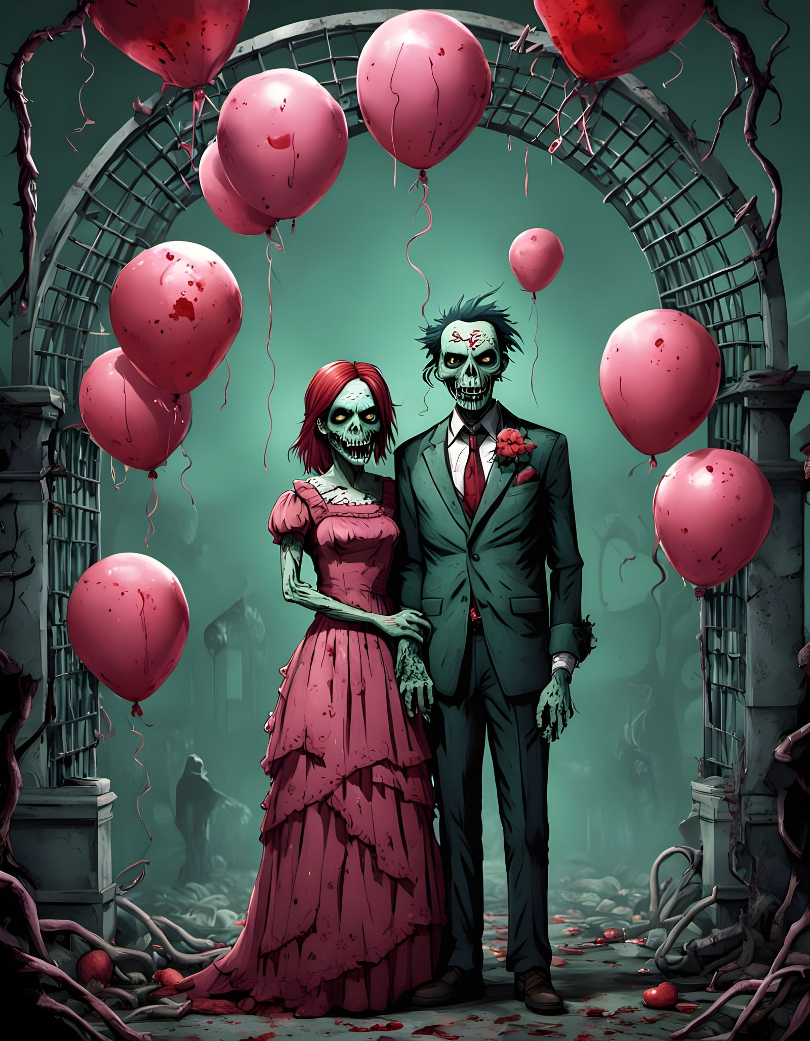 Zombie Couple's Humorous Ghoulish Prom Photo