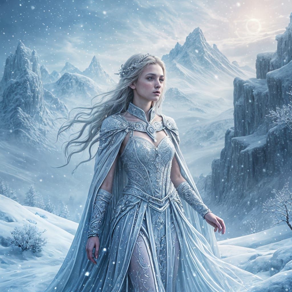 Chione, Goddess of Snow, in Divine Winter Forms