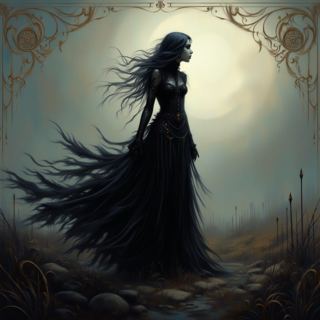 Wailing Banshee in Gothic Horror Landscape