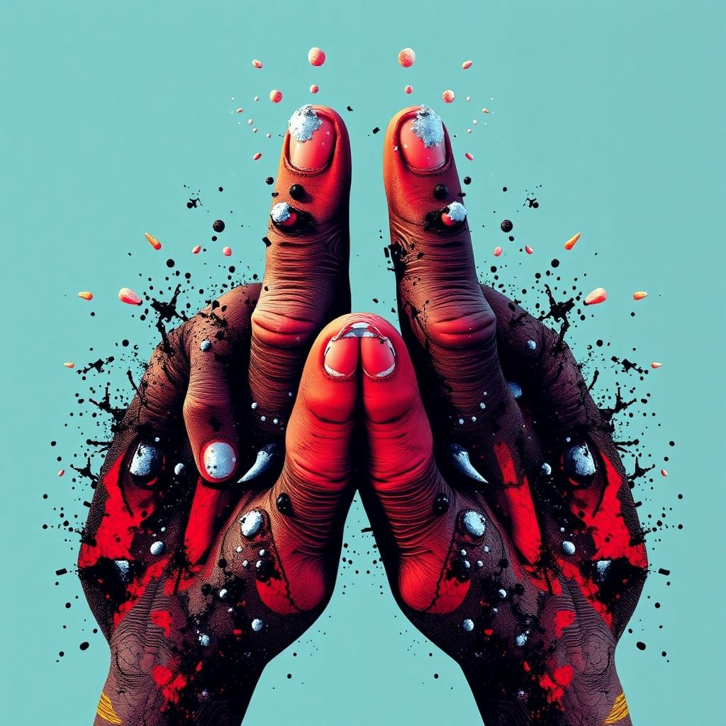 Pop Art Greedy Fingers in Bauhaus Style