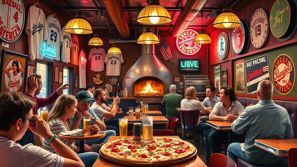 Baseball Pizza Restaurant with Lively Atmosphere