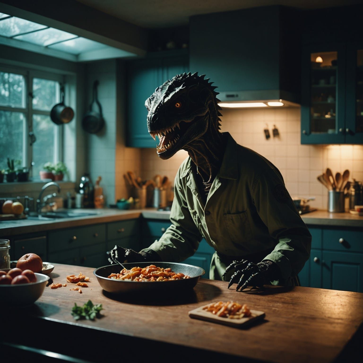 Terrifying Kitchen: Cinematic Film Still