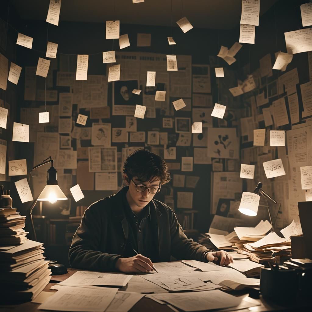 Paranoid Person in Dimly Lit Room: Cinematic Still