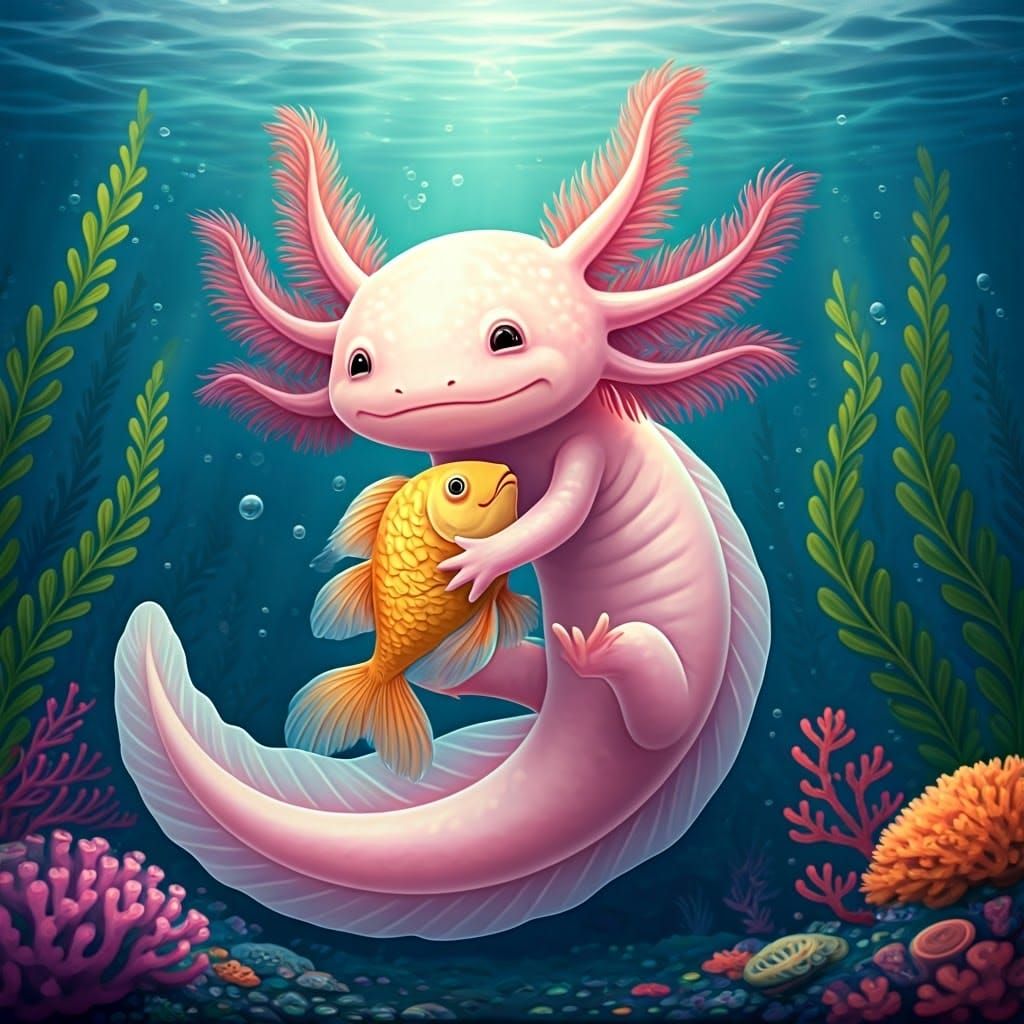 Whimsical Aquatic Friends in Dreamlike Fantasy Style