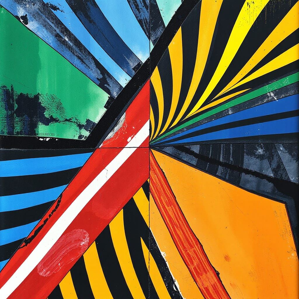 Dynamic Abstract Stripes in Op Art Style