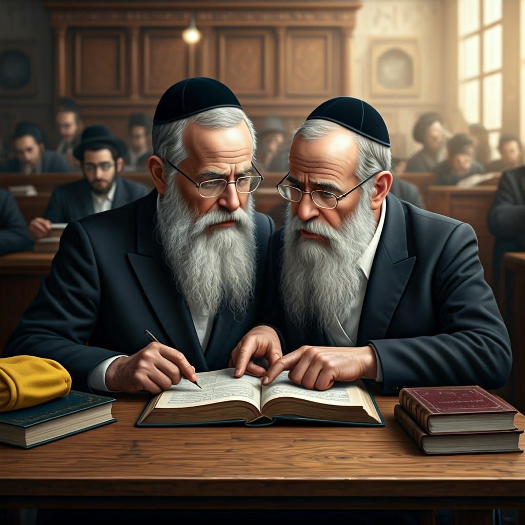 Elderly Hasidic Scholars in Intimate Study