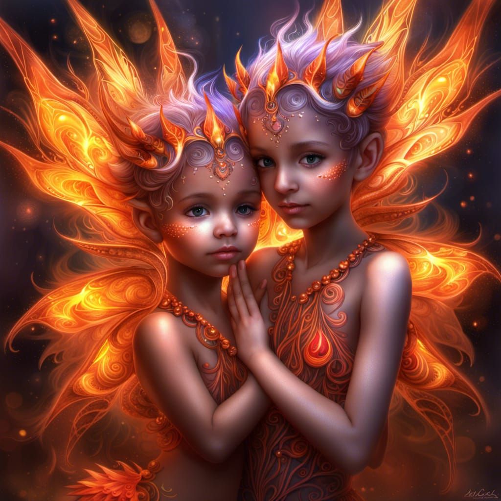 Fire Fairies in a Fractal Flame Realm