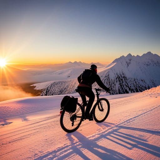 Alaskan Winter Biking at Sunset