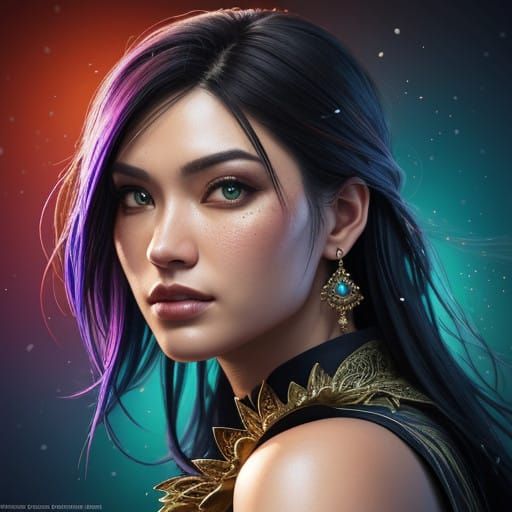 Glowing New Year Celebrant in Vibrant Splash Art