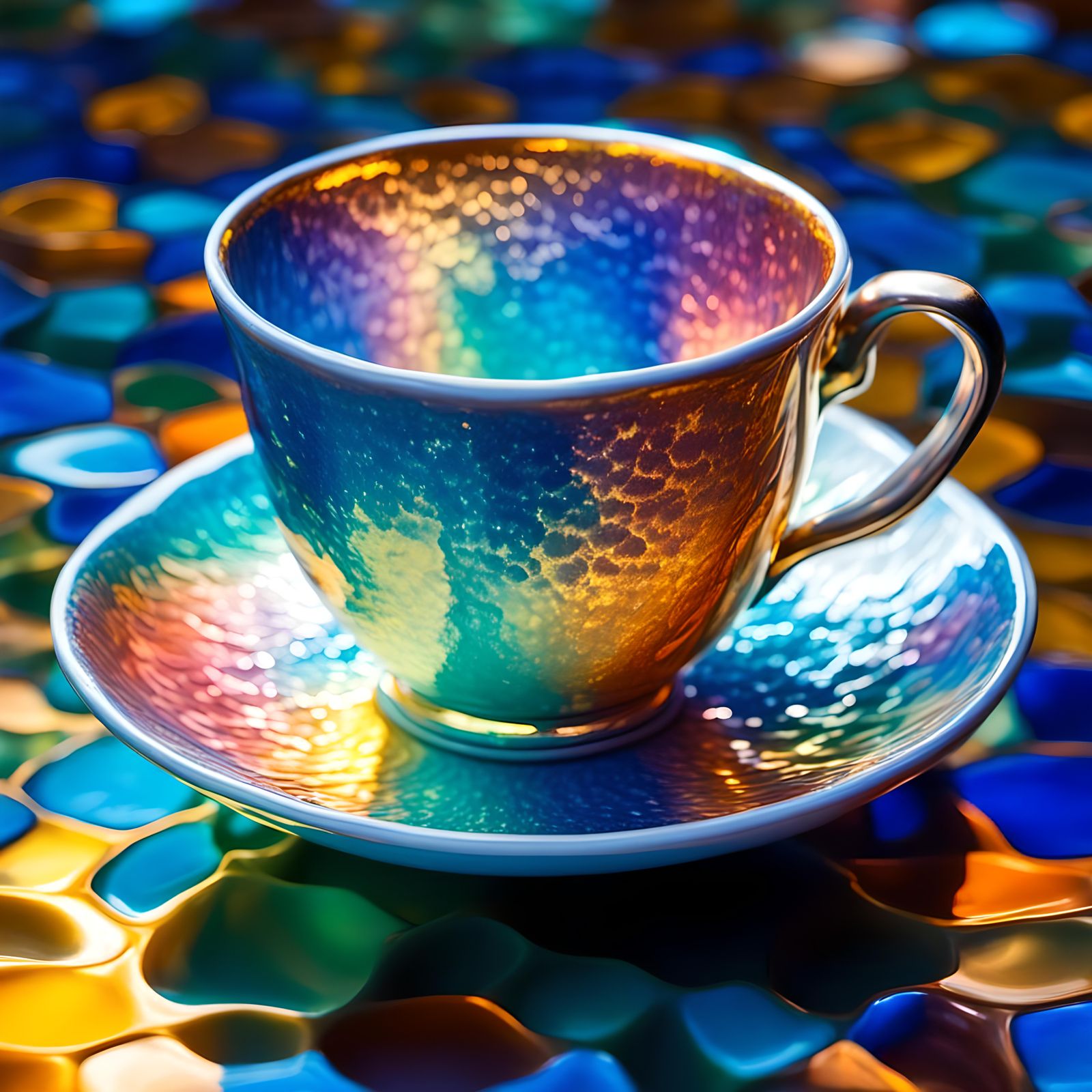 Opalescent Porcelain Cup with Shimmering Color