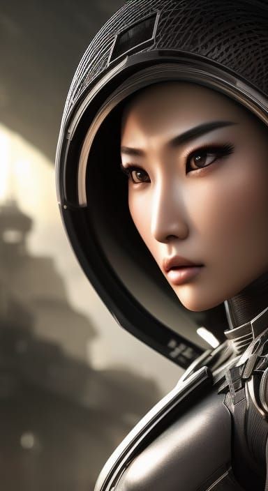 Futuristic Asian Shock Trooper in Anime Style