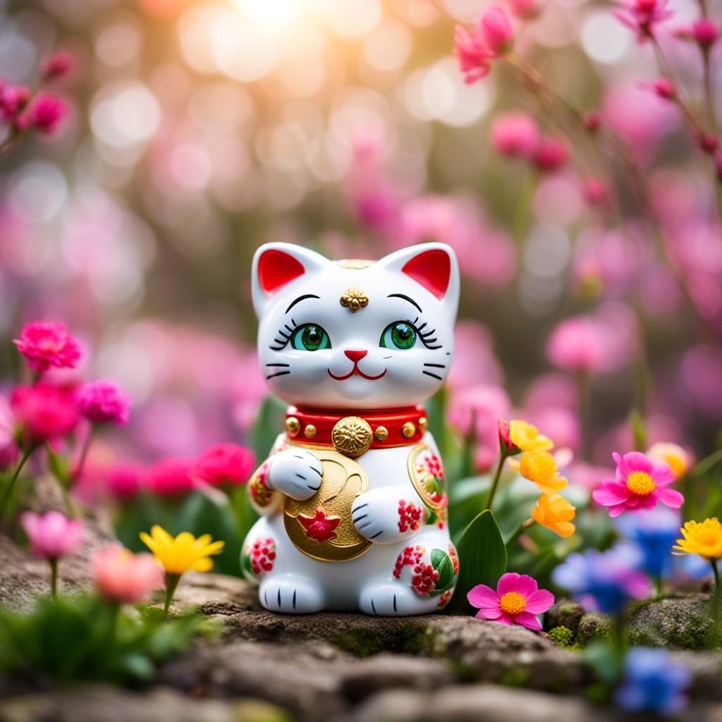 Maneki Neko Betty Boop with Spring Flowers
