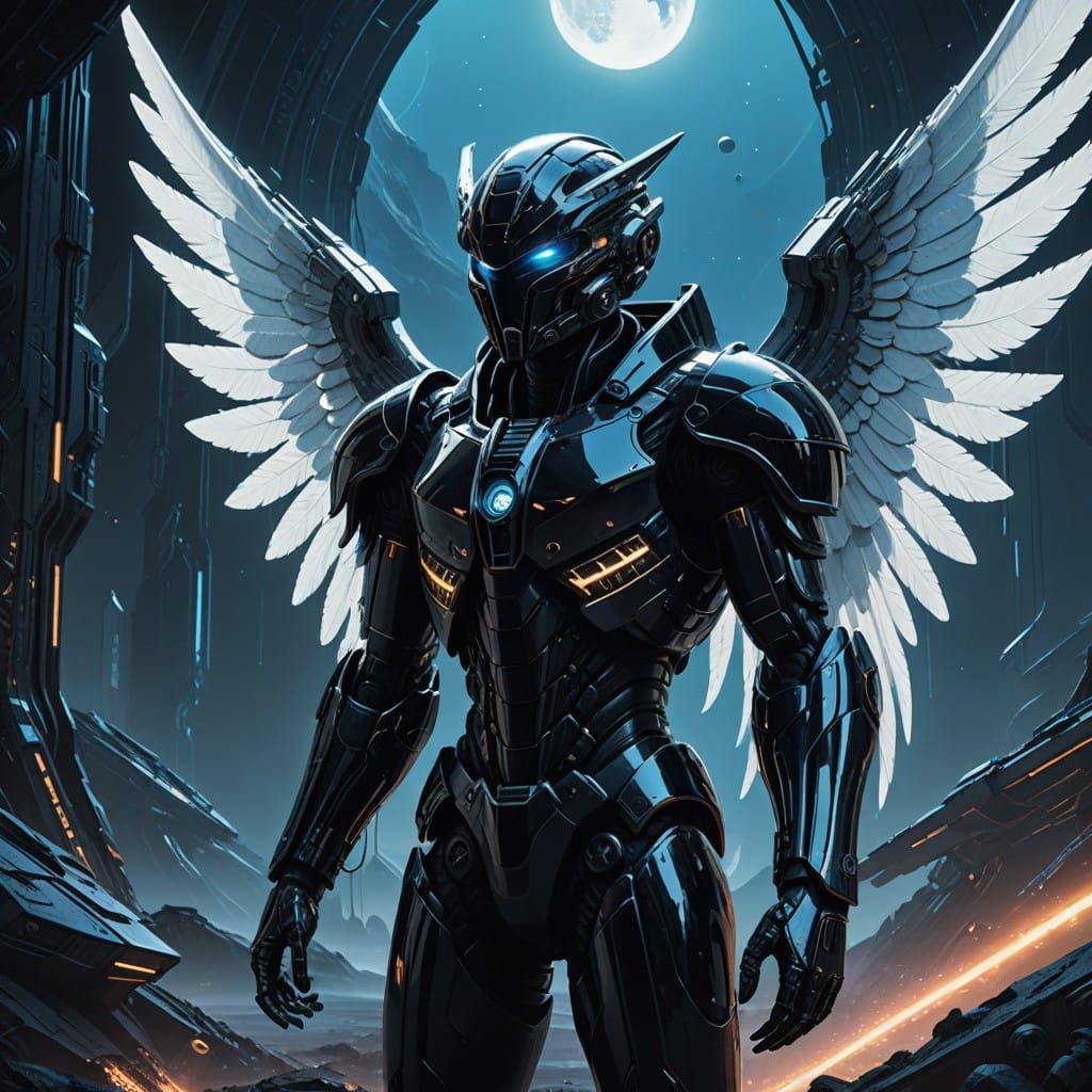 Angel of the Moon in Majestic Black Armor
