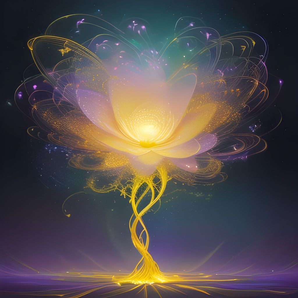 Ethereal Surrealistic Flower Blooms in Vibrant Cosmic Light