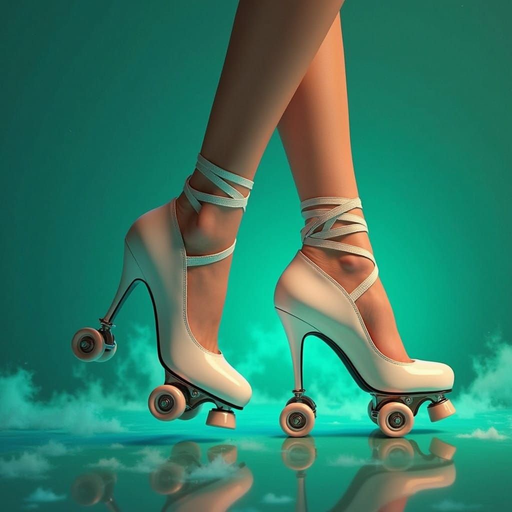 Woman's Feet in Ethereal Roller Skates, Fantasy Concept Art
