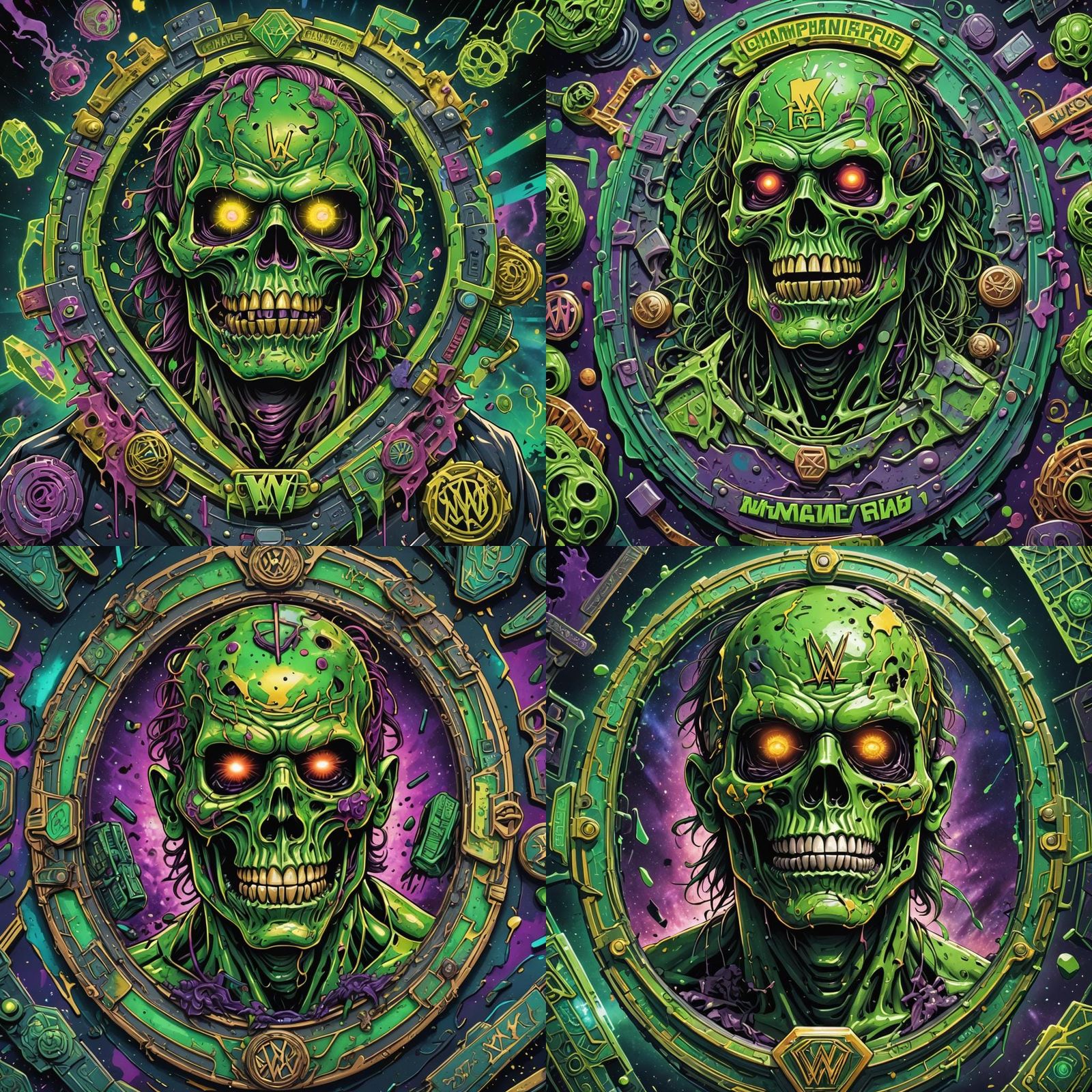 Cosmic WWE Championship Plate in Toxic Astral Hologram