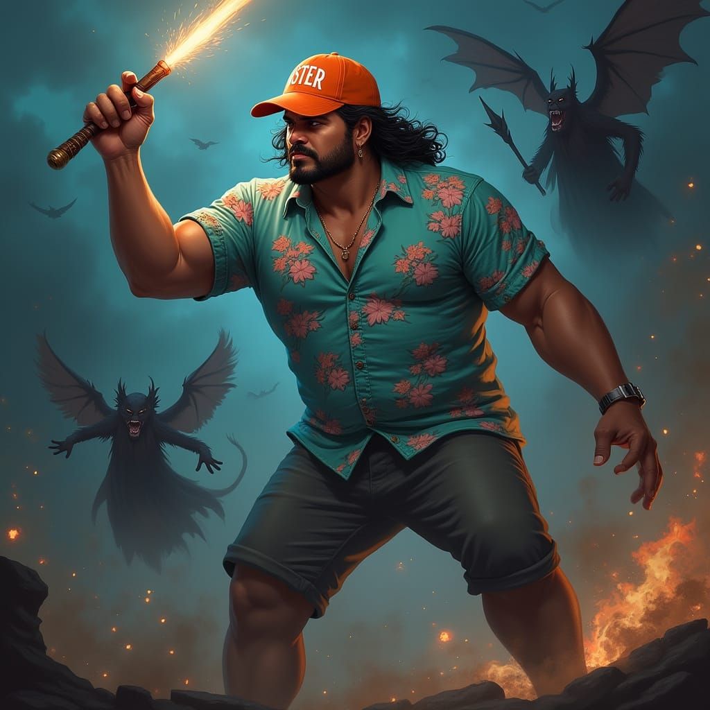 Hispanic Man Battles Dementors on Quidditch Pitch