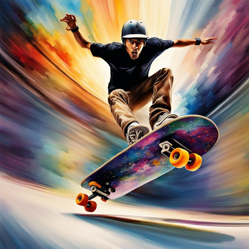 Skateboarding Splash Art in Deep Color