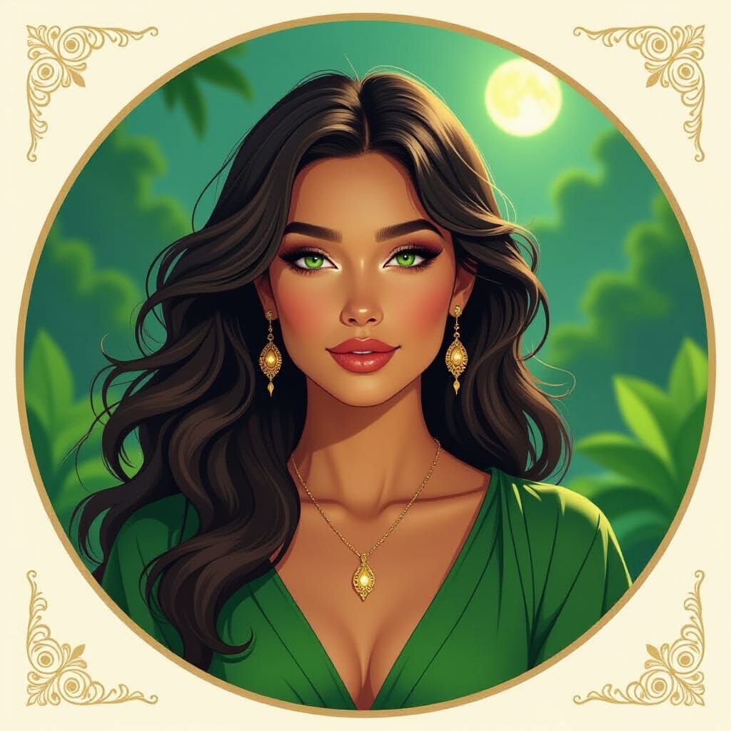 Mystical Woman in Sunlight and Moonlight, Digital Art