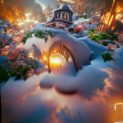 Idyllic Cottagecore Landscape Inspired by Kinkade