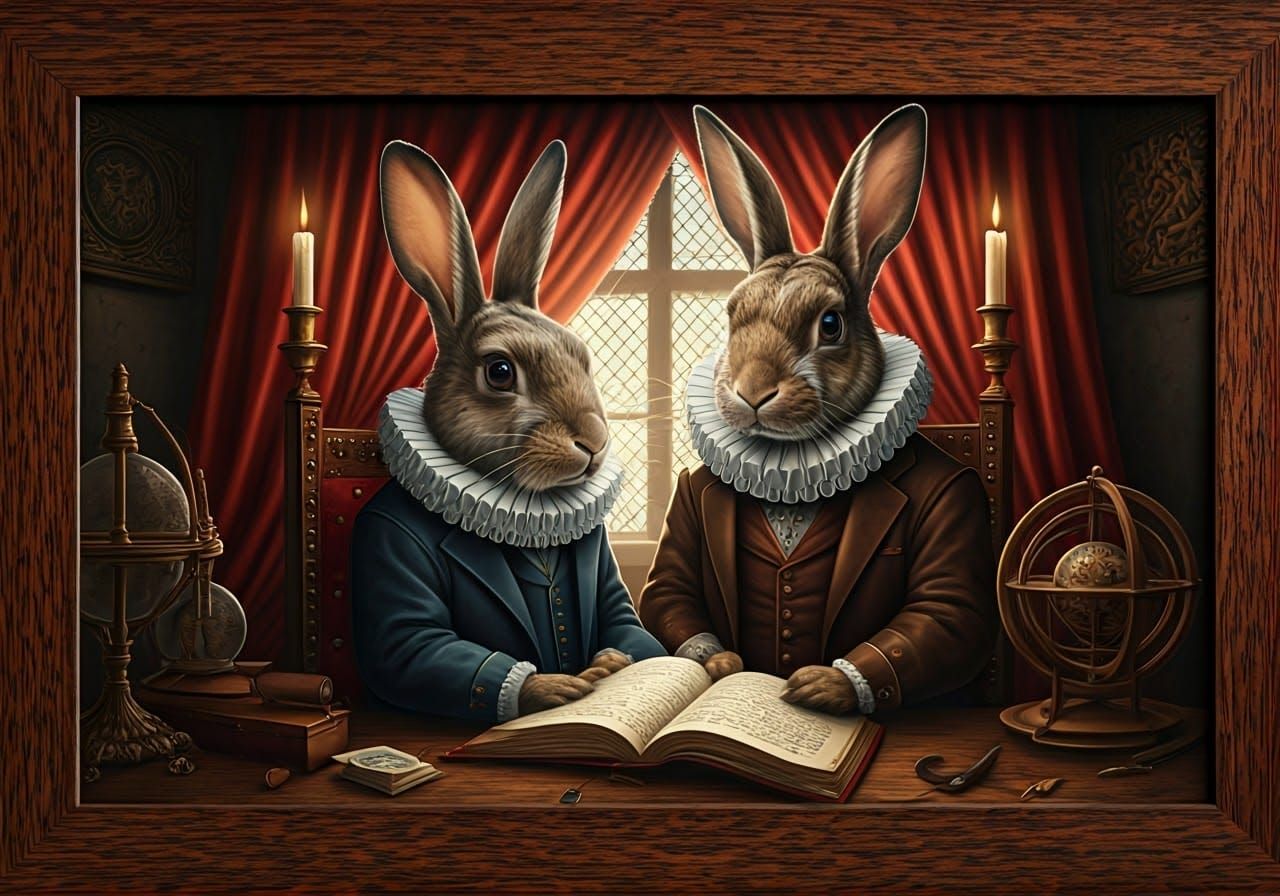 Rabbits in Lavish 16th-Century Chamber, in Oil on Oak Panel ...