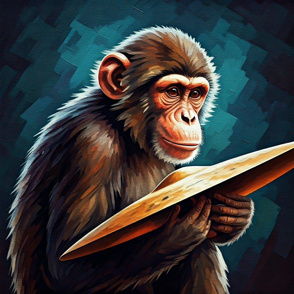 Cymbal Monkey in Neo-Impressionist Oil Painting