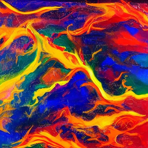 Mystical Fire Forms in Abstract Expressionism Style
