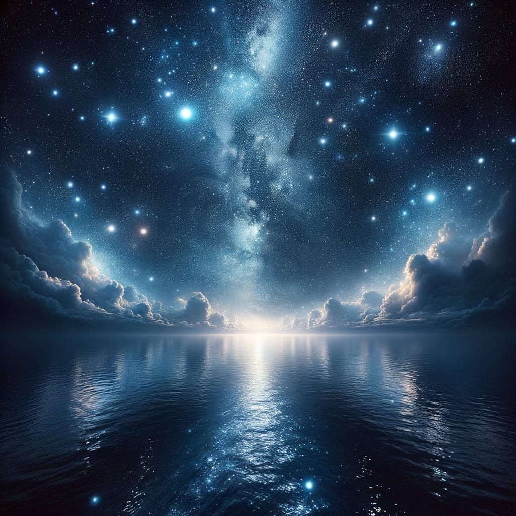 Stellar Maritime Tapestry: Cosmic Beauty on the Calm Sea