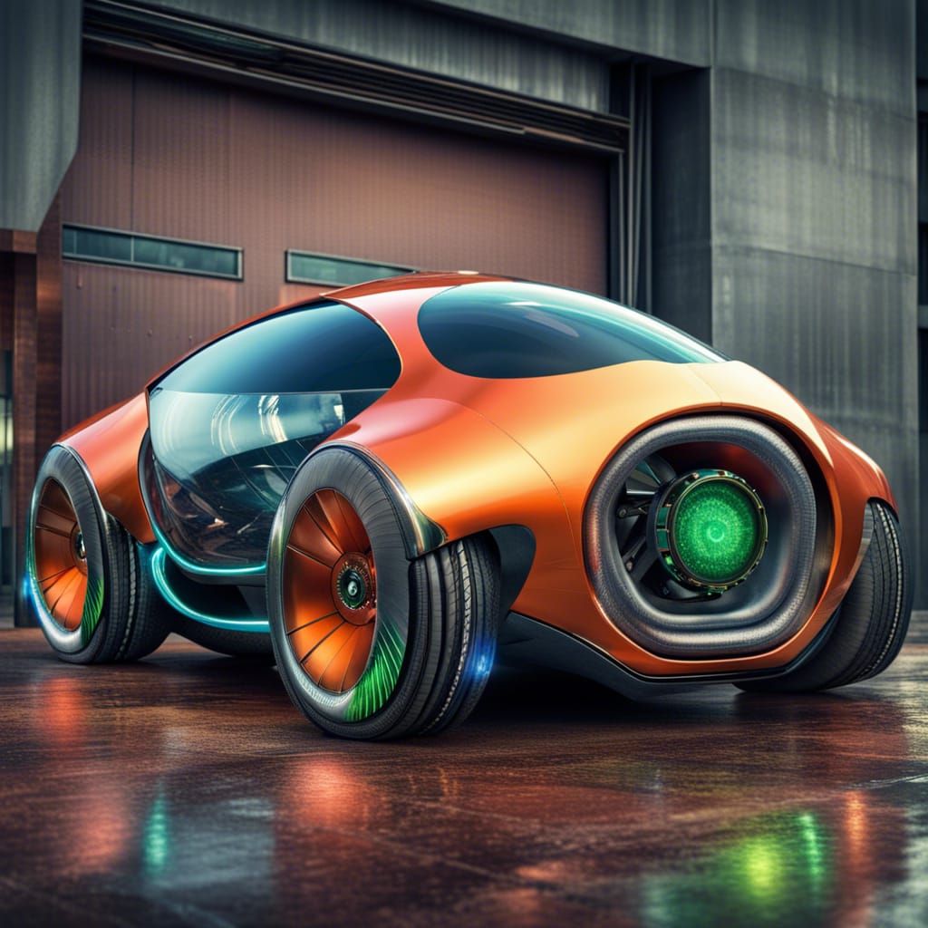 Hyperrealistic Futuristic Eco Car with Jet Boosters