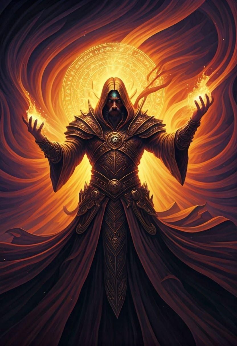 Powerful Mage Casting Spell in Ethereal Fantasy Art