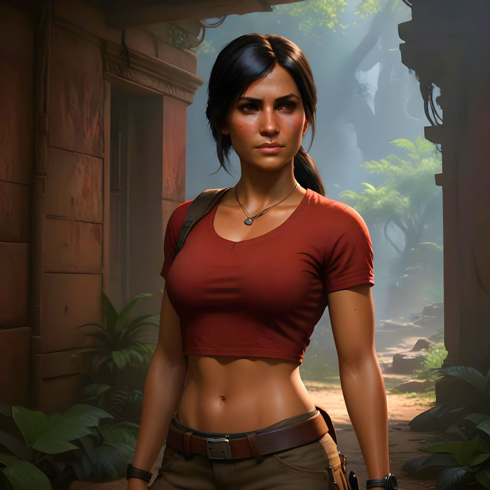 Goddess of Adventure in Ancient Temple