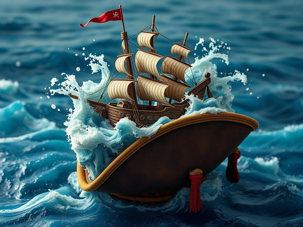 Elaborate Pirate Hat Topped with Shipwreck Scene