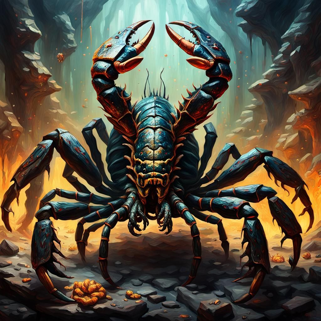 Grotesque Cannibal Scorpion in Gothic Impressionist Style