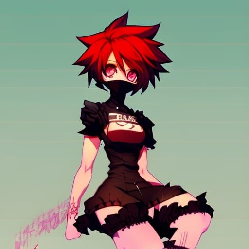 Goth E-Girl Character Design Sheet in Anime Style