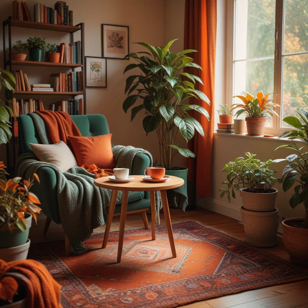 Cozy Room with Autumn View, 8K