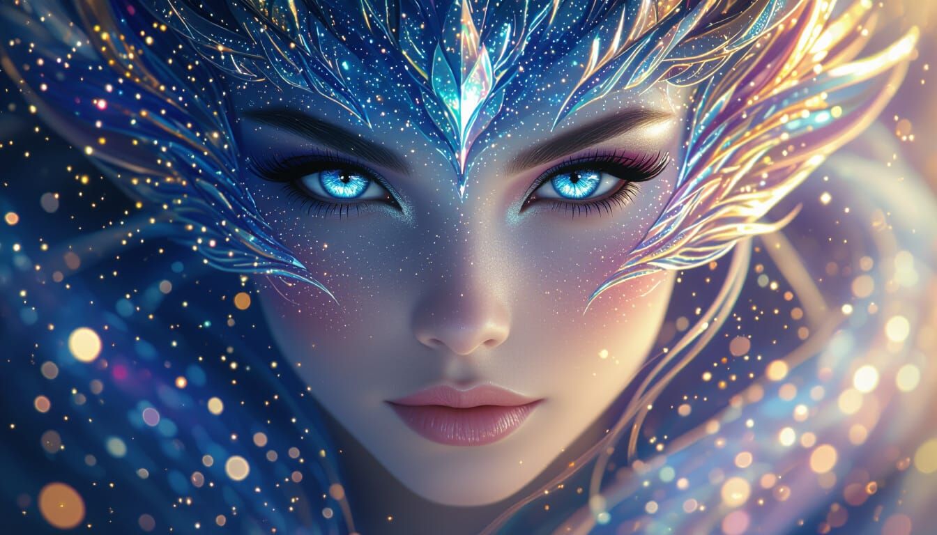 Glamorous Dragon in Celestial Nebula, Cosmic Eyes