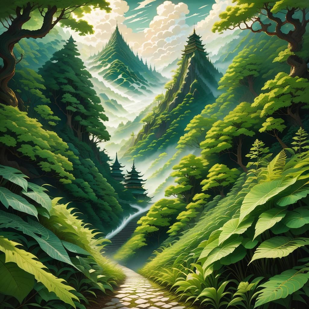 Winding Dragon Scale Path Up Cloud Mountain