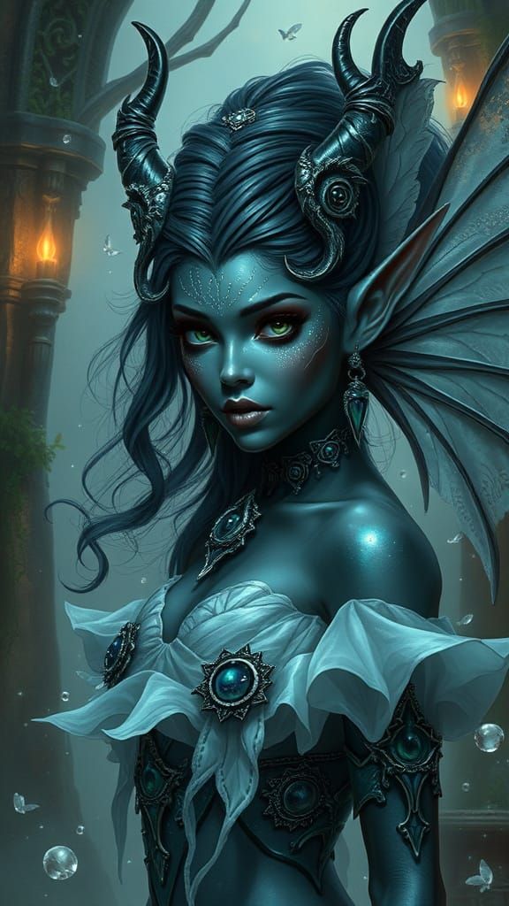 Obsidian Dark Elf Diva in Ethereal Fantasy Style