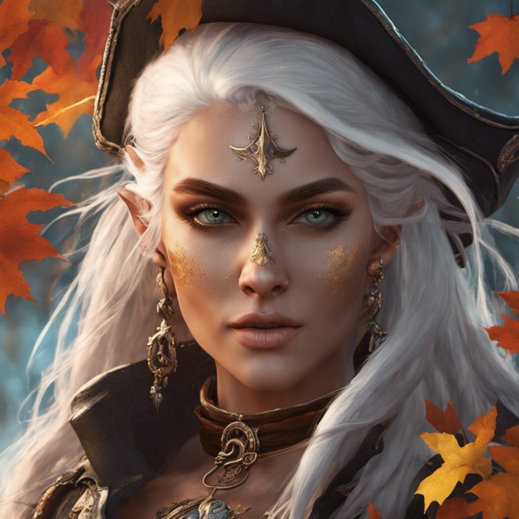 Eladrin Pirate with Autumnal White Hair