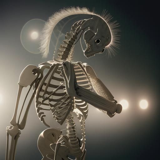 Horse Skeleton in Body Horror Polaroid Style