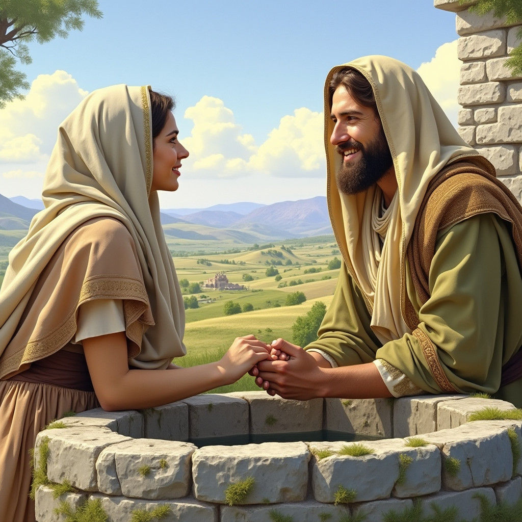 Renaissance Portrait of Religious Figure and Samaritan Woman