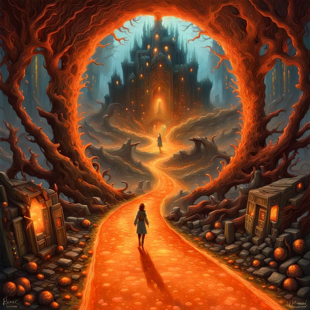 Bioluminescent Path Through Biohazard Fey Landscape