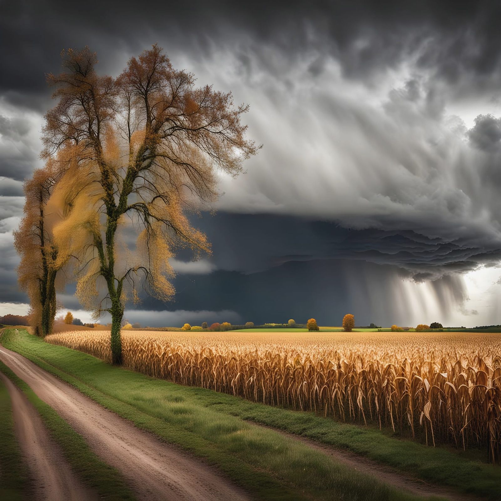 Autumn Storm Sweeps Rural Landscape
